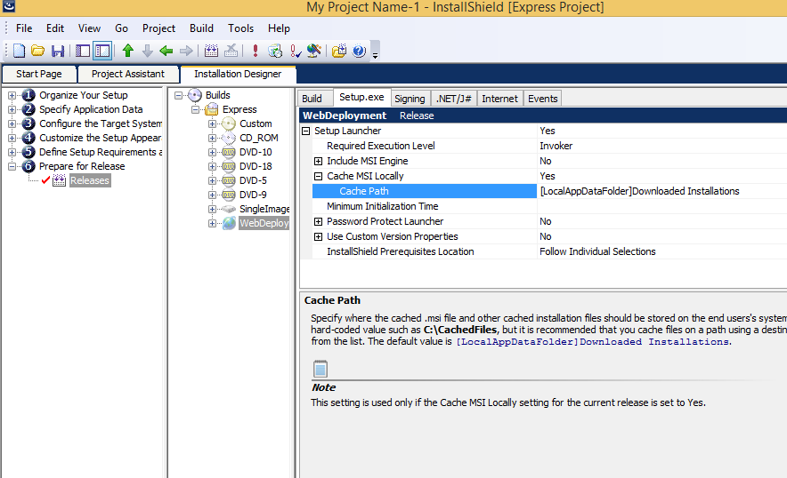 Web Deployment Cache Path setting