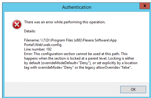 Authentication error