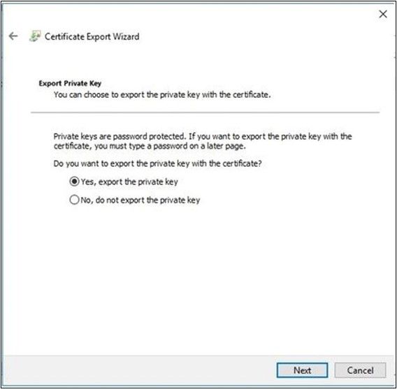 yes, export private key.jpg