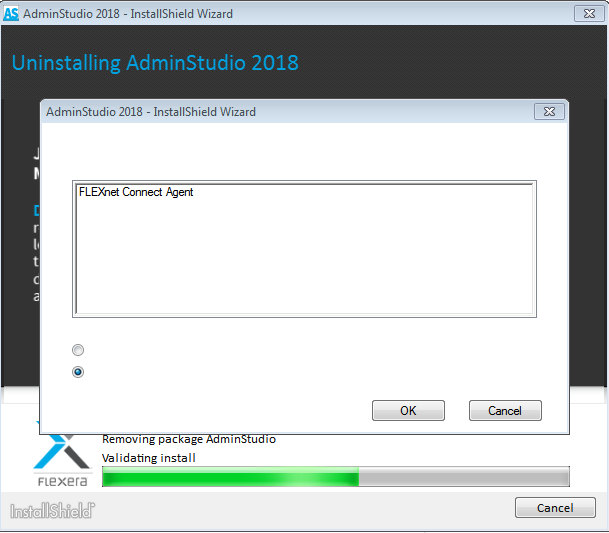 AdminStudio Uninstall radio button's unselectable
