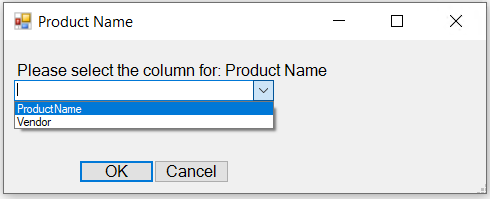 Figure 3: Select the column which represents Product Name.