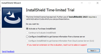 selecte  activate or purchase installshield   and click next