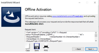 offline activation ,save request text,click finsh button