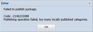 Failed to publish package. Code: -2146233088 Publishing 
