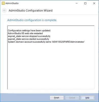 AdminStudio Configuration is complete.JPG