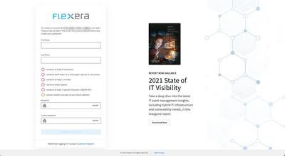Flexera One Create Account.png