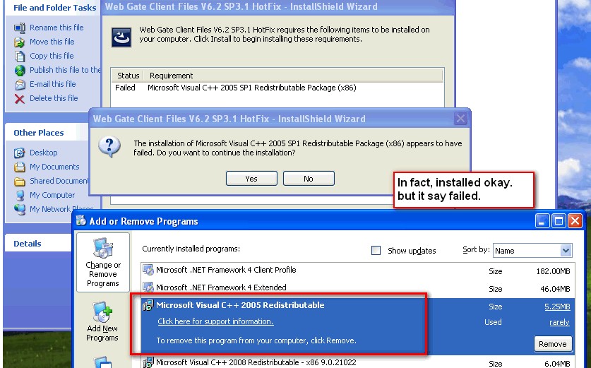 Installation Of Microsoft Visual C 05 Sp1 Redistributable Appears To Have Failed Community