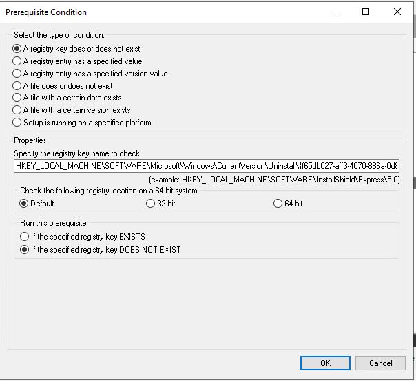 Windows Fitter Condition Registry Key existiert