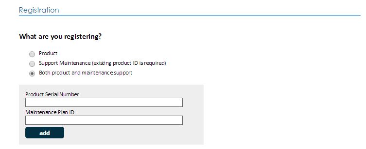 Option 3 - If you are registering a product that includes a support plan.
